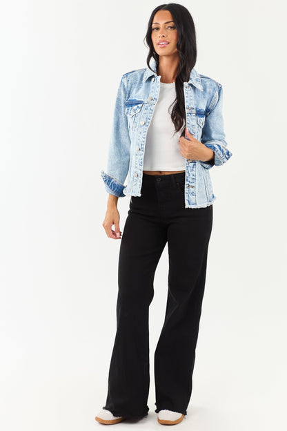 Women's Denim Jacket Acid Wash Lightweight Blue