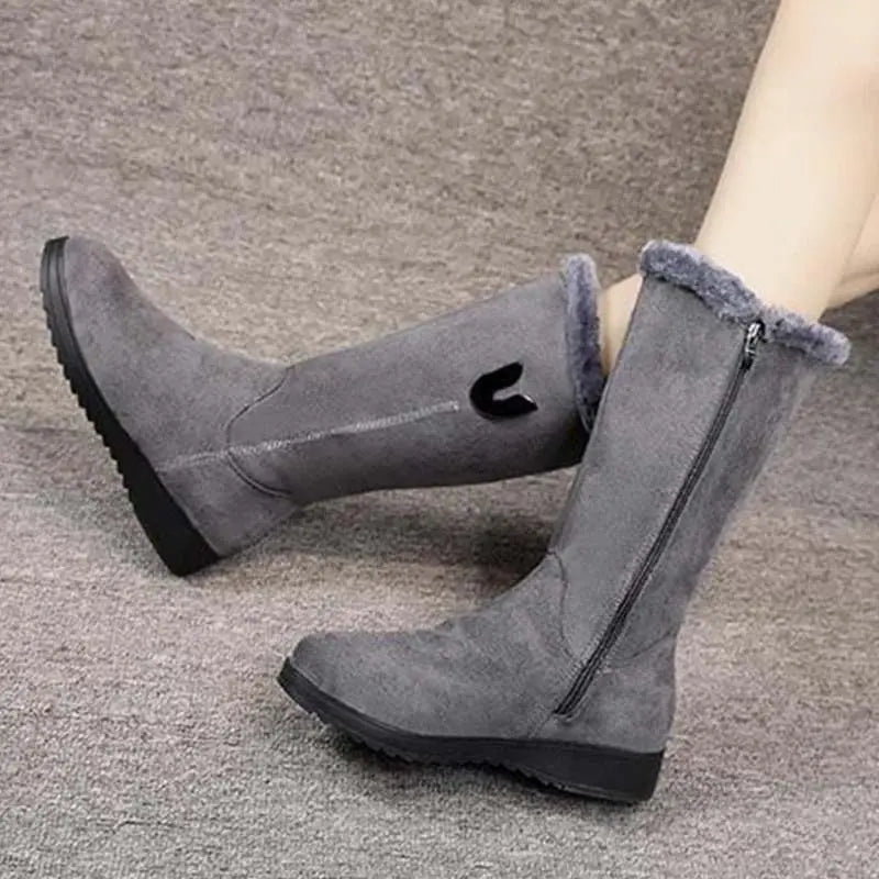 Women's Suede Mid-Calf Boots Warm Brown - VibreMode
