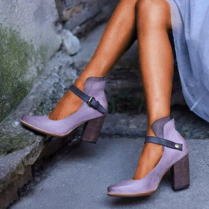 Women's Heel Sandals with Ankle Straps - VibreMode