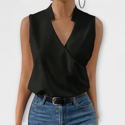 Women's V-Neck Wrap Sleeveless Blouse