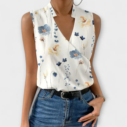 Women's V-Neck Wrap Sleeveless Blouse