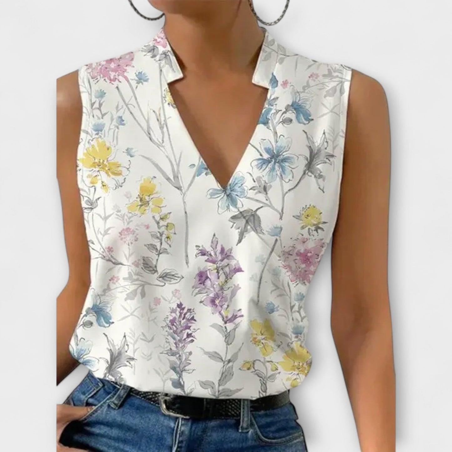 Women's V-Neck Wrap Sleeveless Blouse