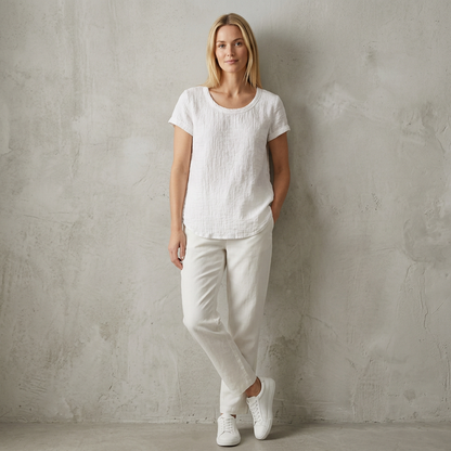 Relaxed Fit Casual T-Shirt Cotton Cuffed Sleeves