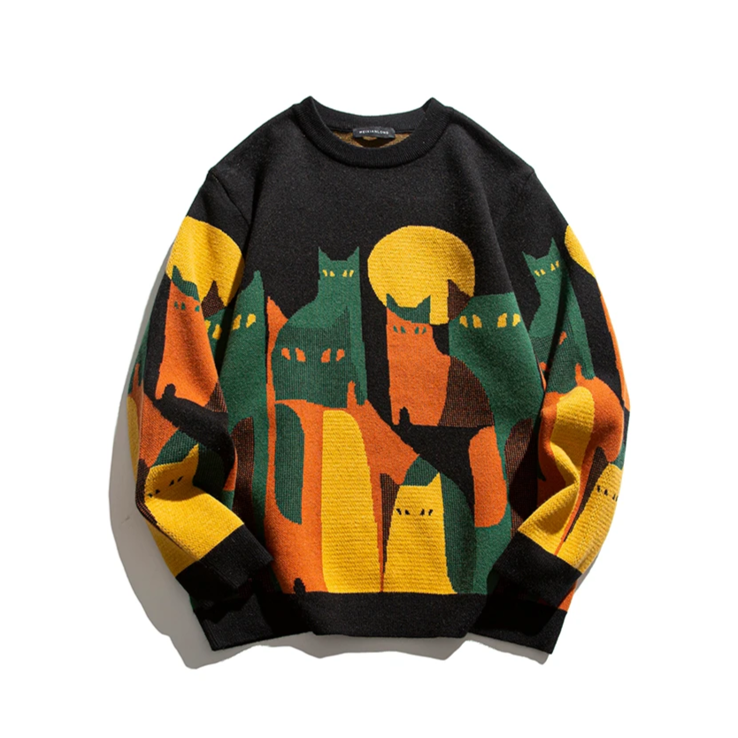 Women's Cat Sweater Moonlit Pattern