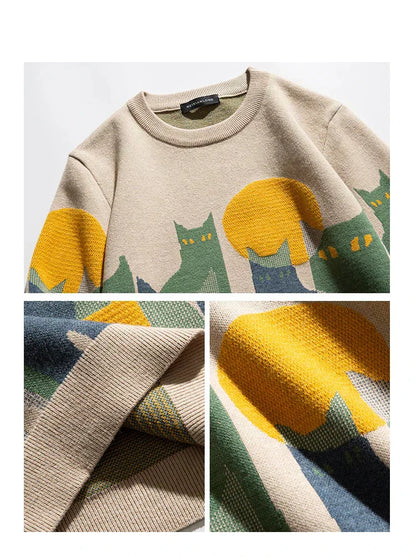 Women's Cat Sweater Moonlit Pattern