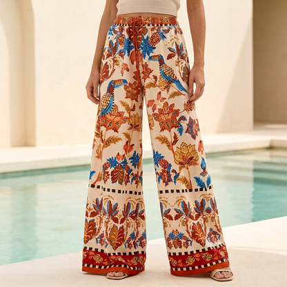Women's Wide Leg Pants High Waist Bohemian Style - VibreMode