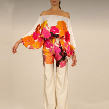 Women's Off Shoulder Satin 2 Piece Set
