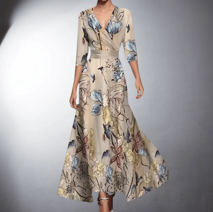 Women's Maxi Floral Wrap Cocktail Dress - VibreMode