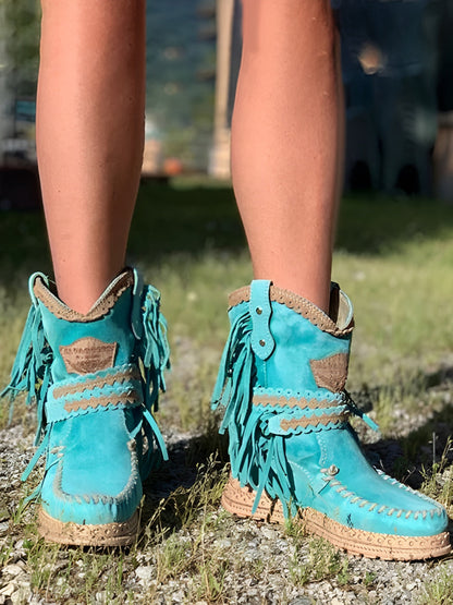 Tassel Leather Ankle Boots