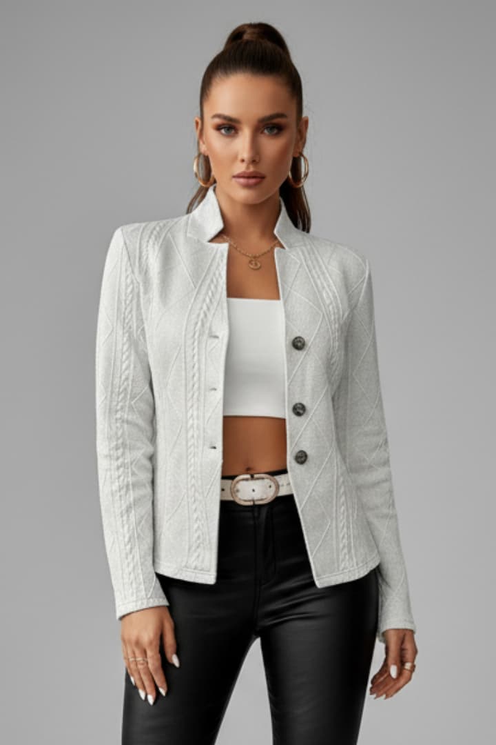 Women's Lapel Collar Blazer Button Front Closure