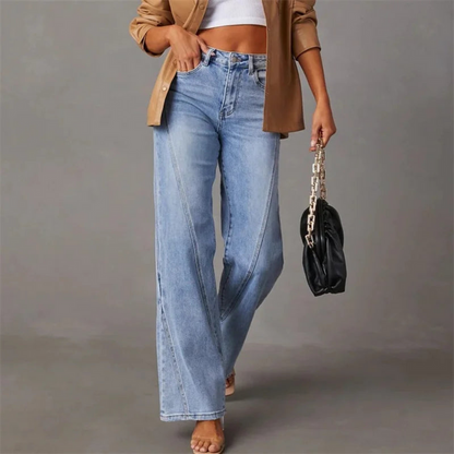 Comfortable Fit High Waist Wide Leg Jeans