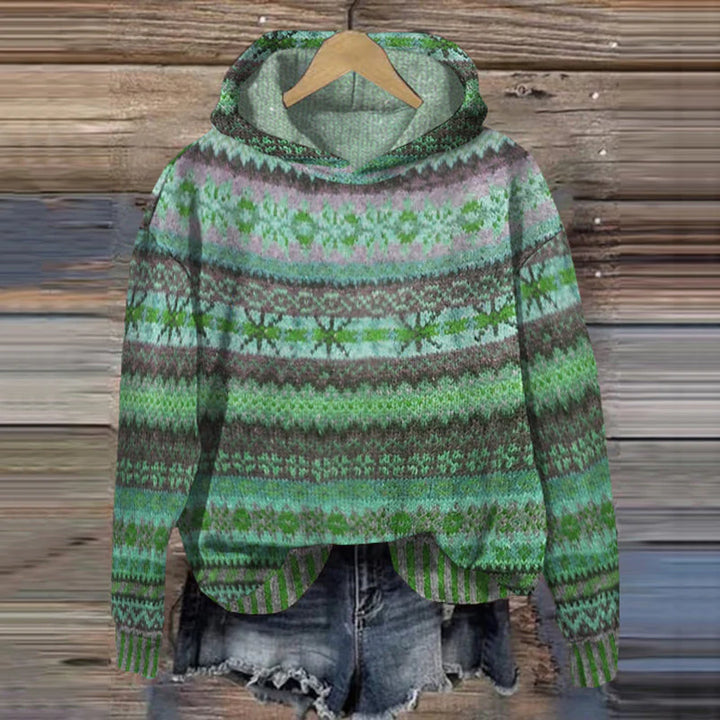 Women's Fair Isle Hoodie Sweater - VibreMode