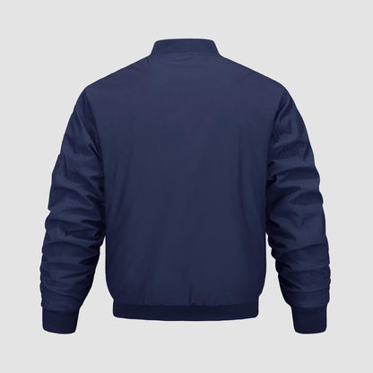 Men's Quilted Bomber Jacket Windproof Nylon Black