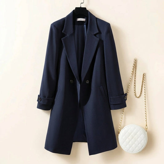Women's Double-Breasted Coat Relaxed Fit Thigh-Length - VibreMode