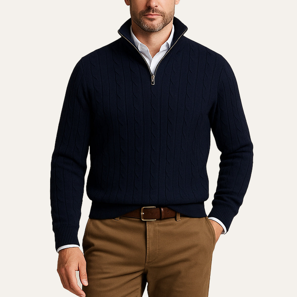 St. Moritz Men's Cable Knit Zip Sweater