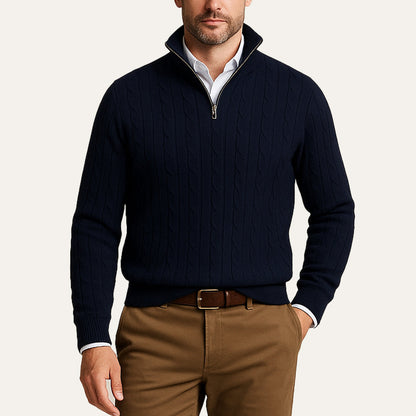St. Moritz Men's Cable Knit Zip Sweater