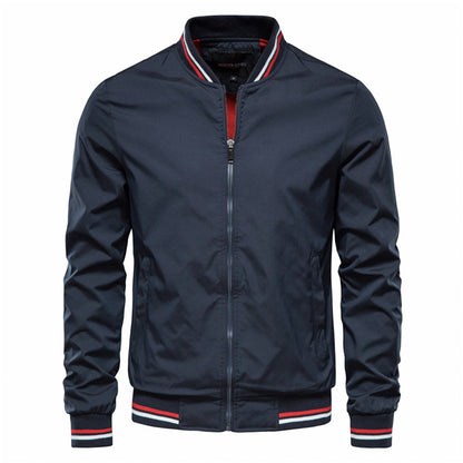Men's Bomber Jacket Zip-Up Ribbed Collar