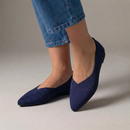 Women's Knit Slip-On Flats Pointed Toe Textured Black