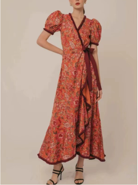 Women's Pink Short Sleeve Maxi Dress - VibreMode
