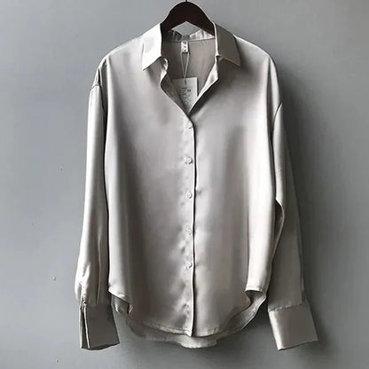 Ladies Elegant Satin Button Front Shirts