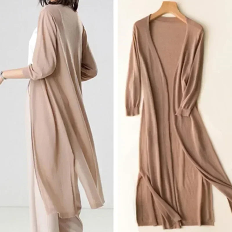 Women's Lightweight Knit Open Front Cardigan 3/4 Sleeve - VibreMode