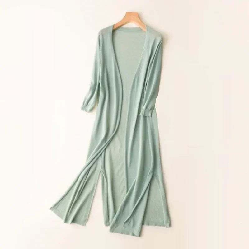 Women's Lightweight Knit Open Front Cardigan 3/4 Sleeve
