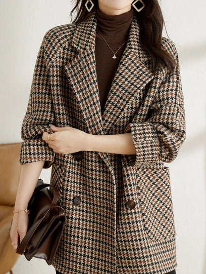 Stylish Ladies Spring Plaid Blazer Jacket