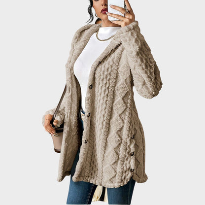 Women's Hooded Cardigan Button Front Closure