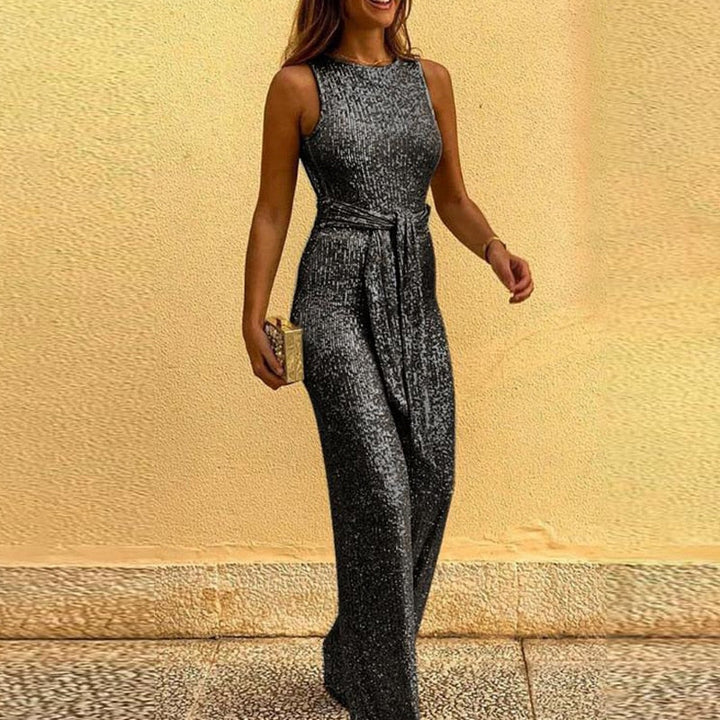 Women's Sequin Jumpsuit Shiny Silver