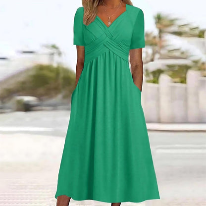 Women's Elegant Midi Dress Belly Cover