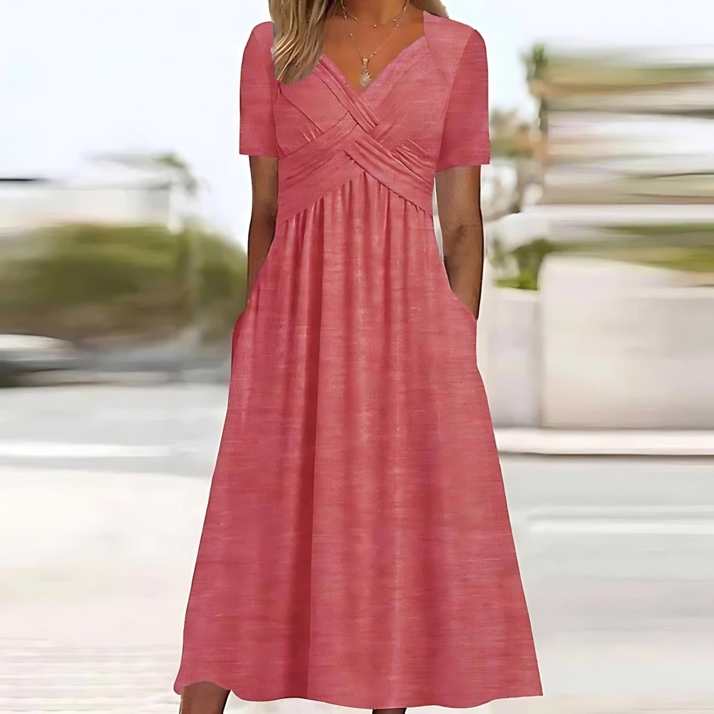 Women's Elegant Midi Dress Belly Cover