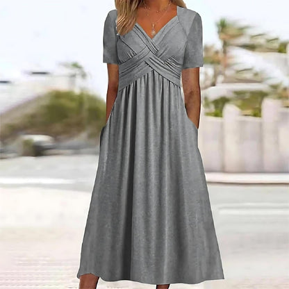 Women's Elegant Midi Dress Belly Cover