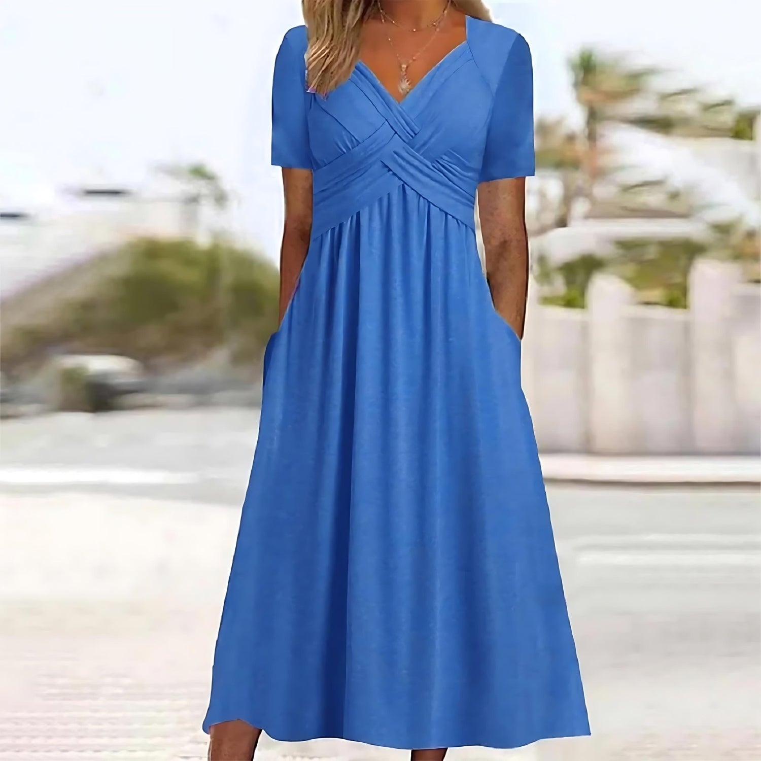 Women's Elegant Midi Dress Belly Cover - VibreMode