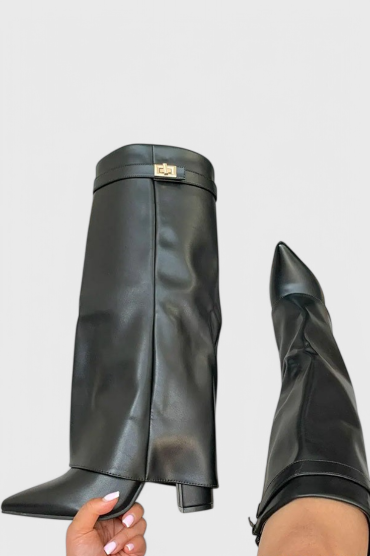 Women's Knee-High Pointed Toe Boots Low Heel