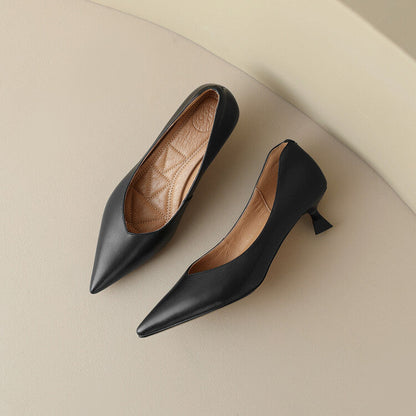 Elegant Low Heel Pointed Toe Women's Slip On Pumps