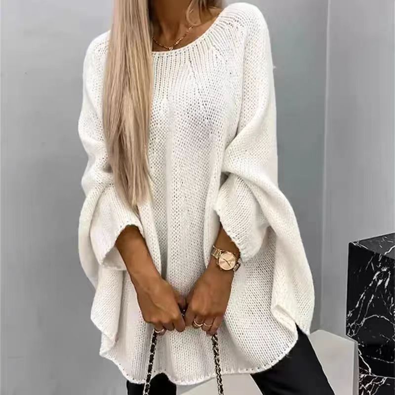 Women's Oversized Knit Sweater Batwing Sleeves Relaxed Fit