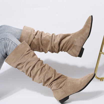 Women's Knee High Boots Pointed Toe Flat Sole