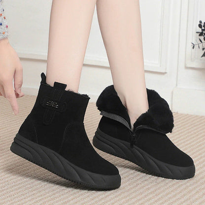 Women's Fur Lined Ankle Boots Warm Zip Up - VibreMode