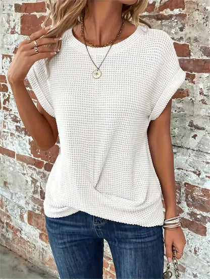 Comfy Waffle Weave Relaxed Fit T-Shirt - VibreMode