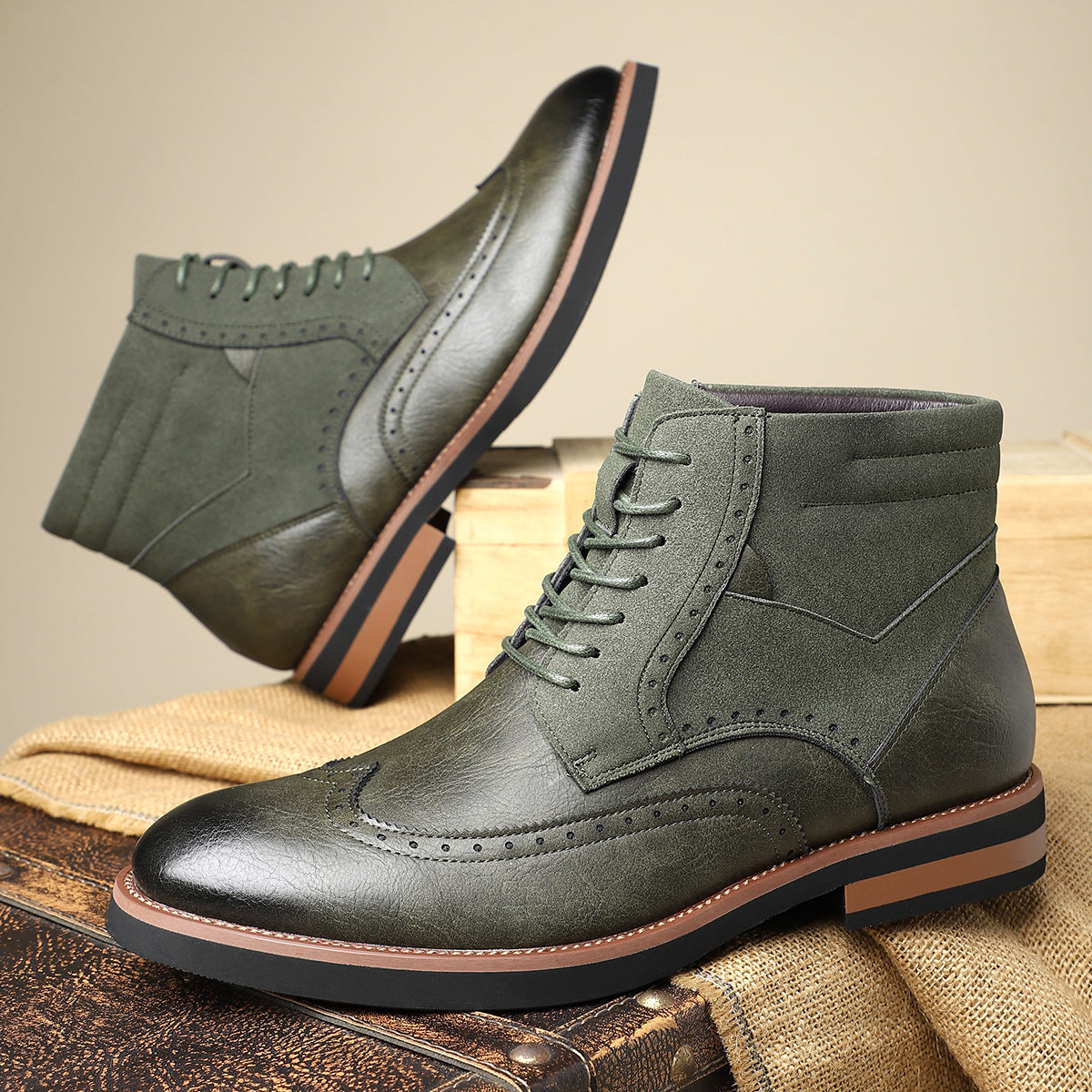 Wingtip Ankle Boots Leather Brown - VibreMode
