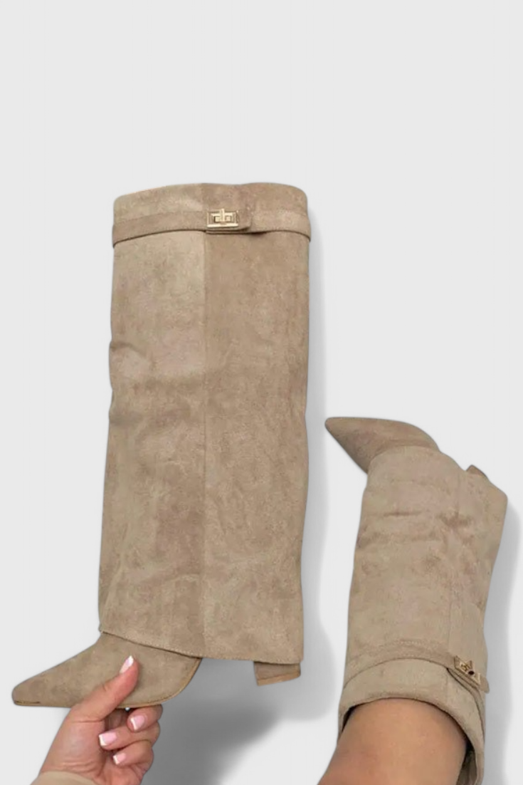 Women's Knee-High Pointed Toe Boots Low Heel