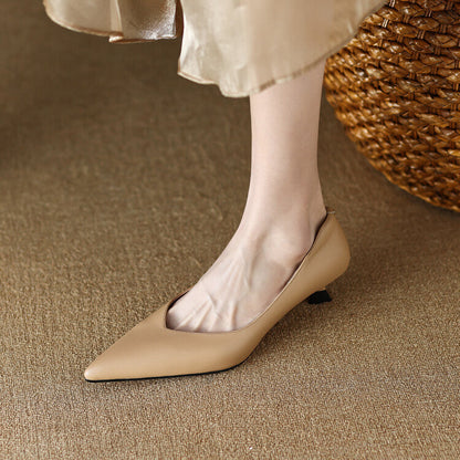 Elegant Low Heel Pointed Toe Women's Slip On Pumps