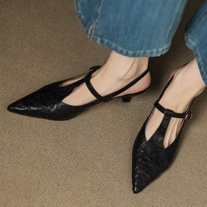 Luxury Black Leather High Heels