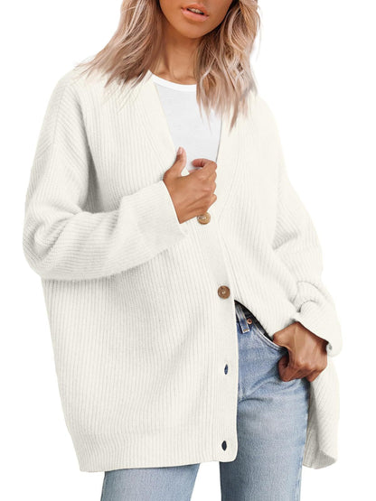 Women's Striped Knit Cardigan Sweater Relaxed Fit