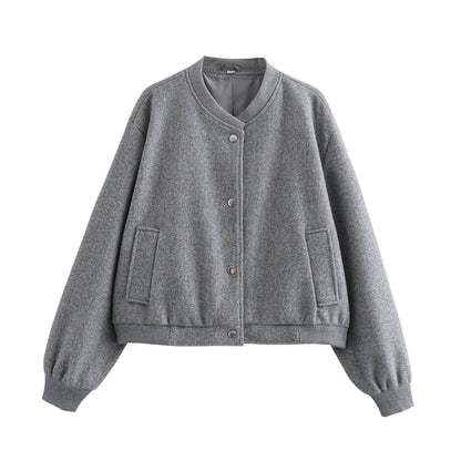 Men's Pilot Jacket Ribbed Cotton Stand-Up Collar
