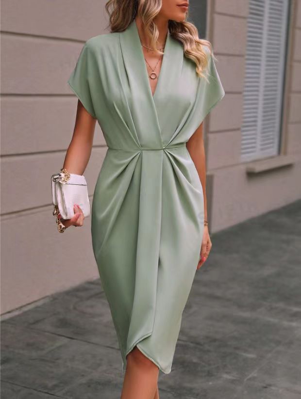 Casual Ladies Sundress V Neck Knee Length Dress