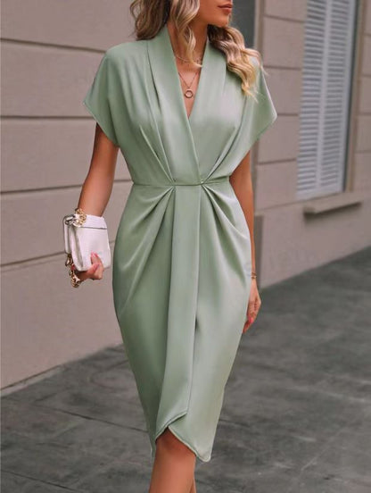 Casual Ladies Sundress V Neck Knee Length Dress