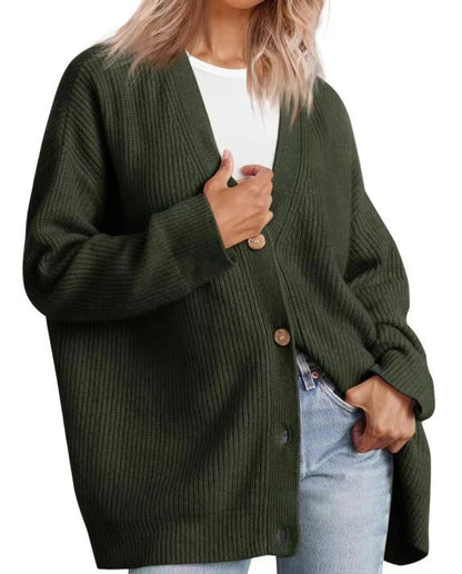 Women's Striped Knit Cardigan Sweater Relaxed Fit