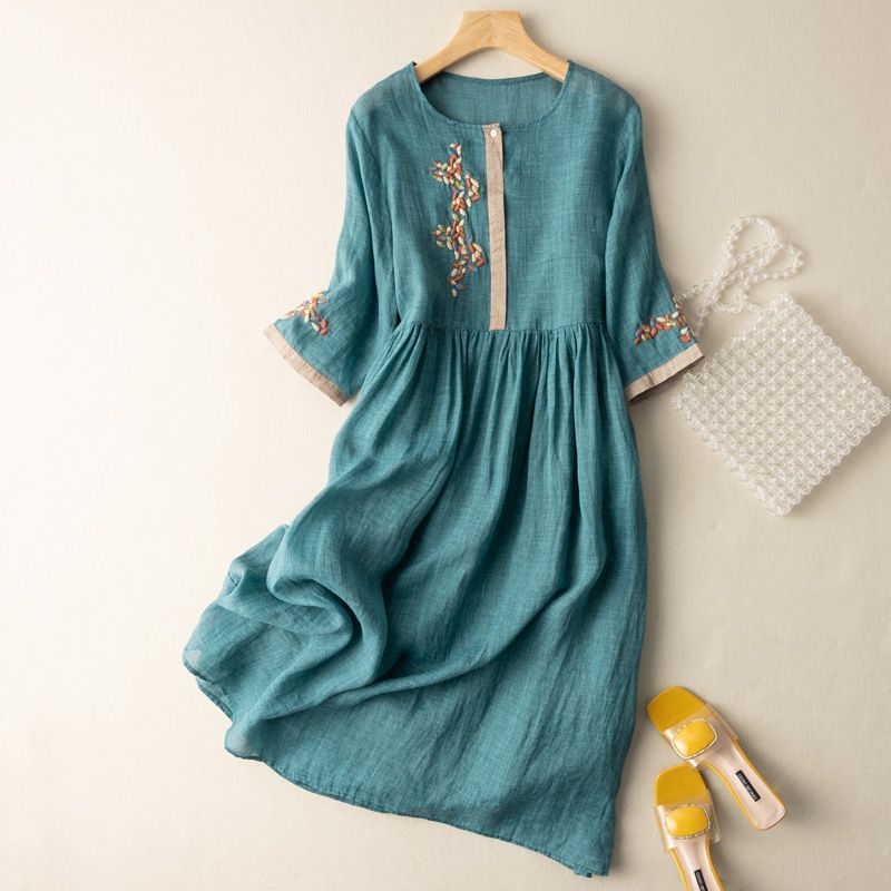 Women's Boho Midi Dress Long Sleeve - VibreMode