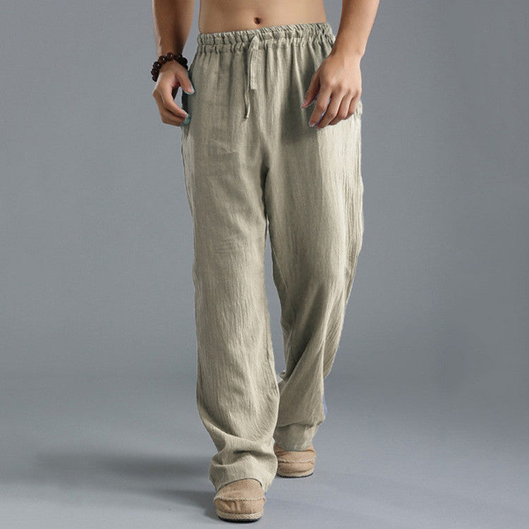 Men's Linen Pants Breathable Beige